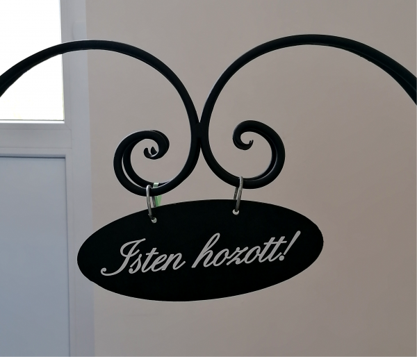 Kovácsolt vas virágtartó "Isten hozott" felirattal - Image 3