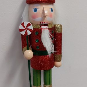 Karácsonyi fa diótörő katona figura bordó/arany/zöld 38cm magas 25-5-6