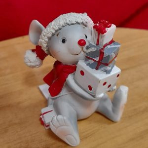 Karácsonyi egér figura dobozokkal 6 cm 25-9-45
