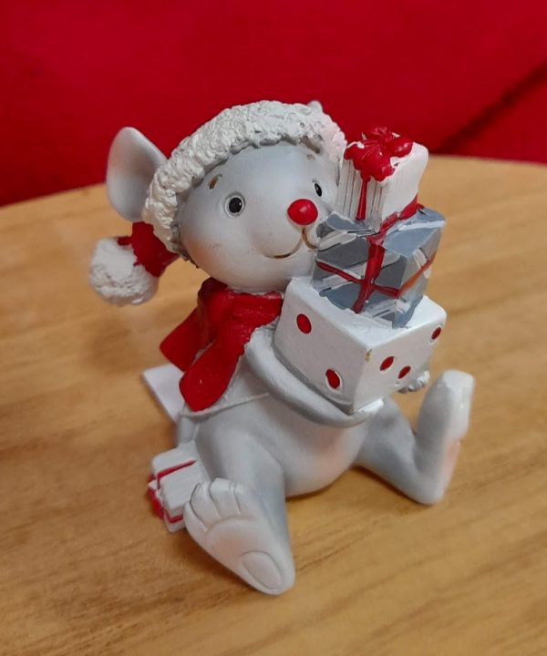 Karácsonyi egér figura dobozokkal 6 cm 25-9-45